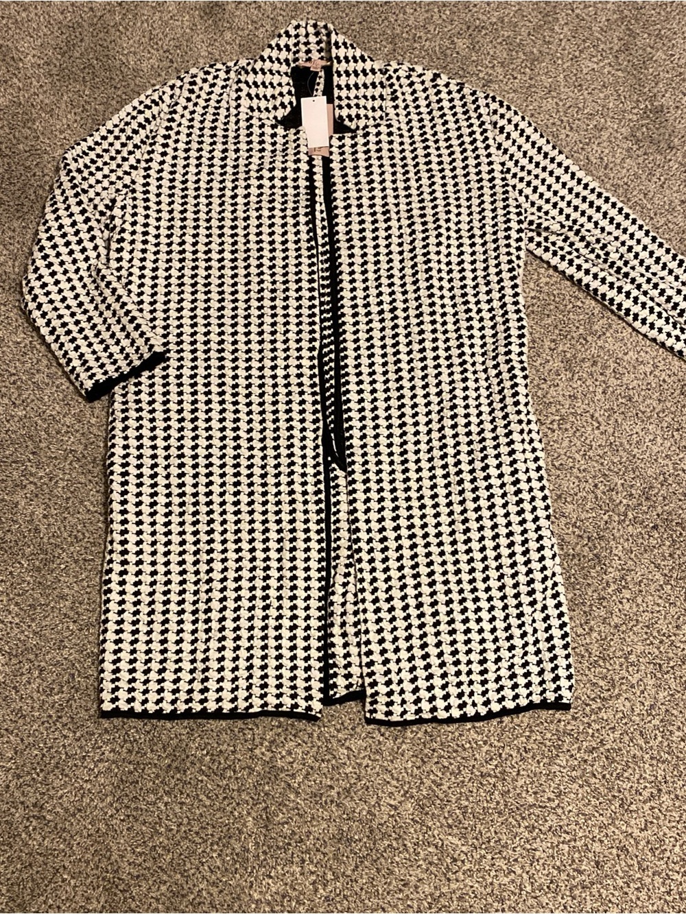 Philosophy Women’s NWT  Black and White Houndstooth Open Cardigan